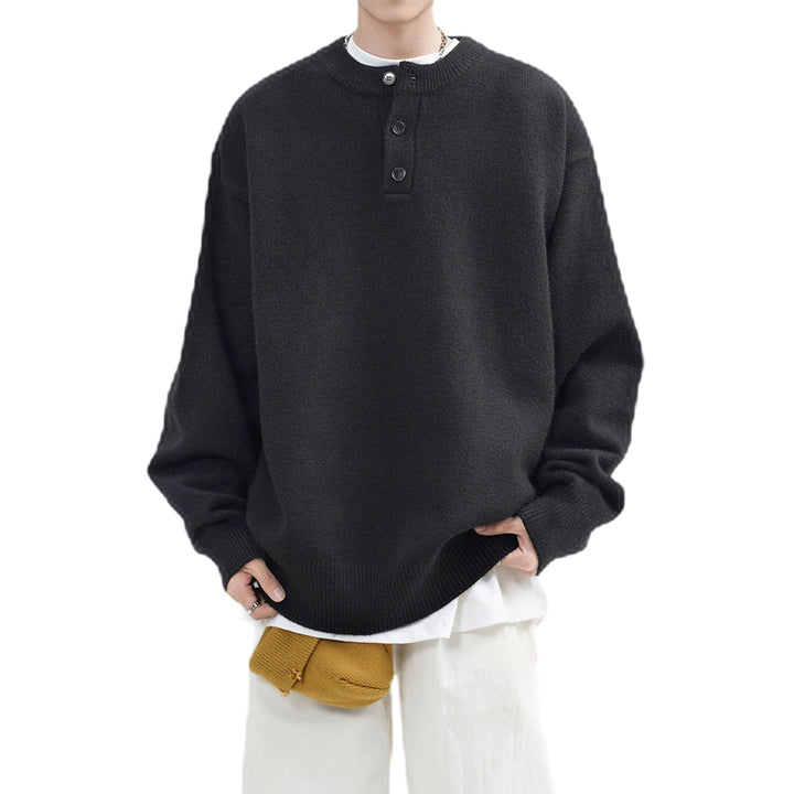 Men's Casual Chunky Knit Sweater with Button Placket Mune Fashion