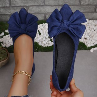 Ladies' pointed ballerina slippers with decorative bow and padded comfort insole Mune Fashion
