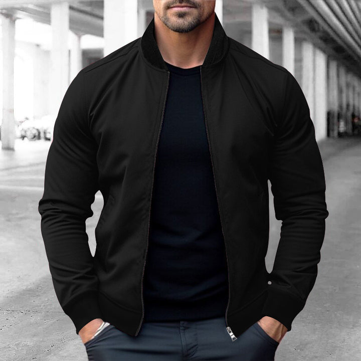 Men's lightweight cotton blouson with contrasting collar, visible metal zipper, and side pockets Mune Fashion