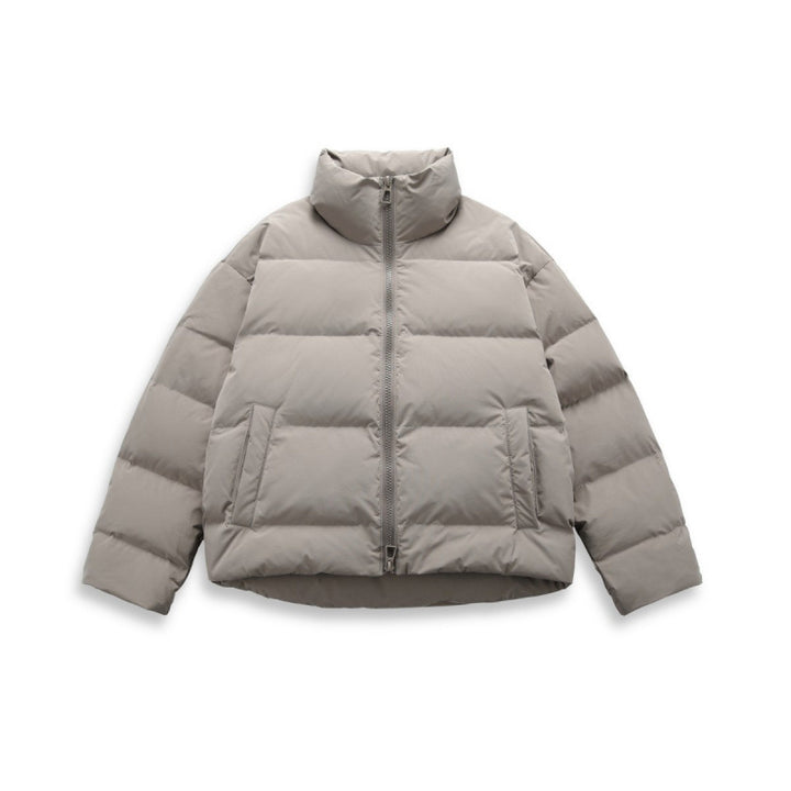 Women's short quilted padded jacket with high stand-up collar and concealed two-way zipper Mune Fashion