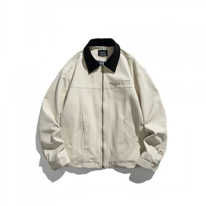 Unisex Short-cut Overshirt Jacket with Cord Collar, Chest Pocket and Precise Seam Details Mune Fashion