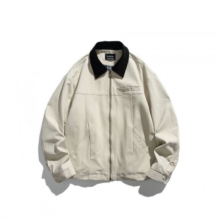 Unisex Short-cut Overshirt Jacket with Cord Collar, Chest Pocket and Precise Seam Details Mune Fashion