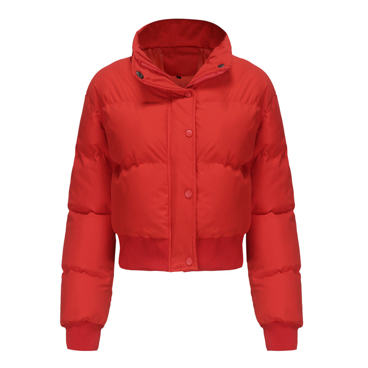 Women's short padded quilted jacket with high stand-up collar and ribbed cuffs Mune Fashion