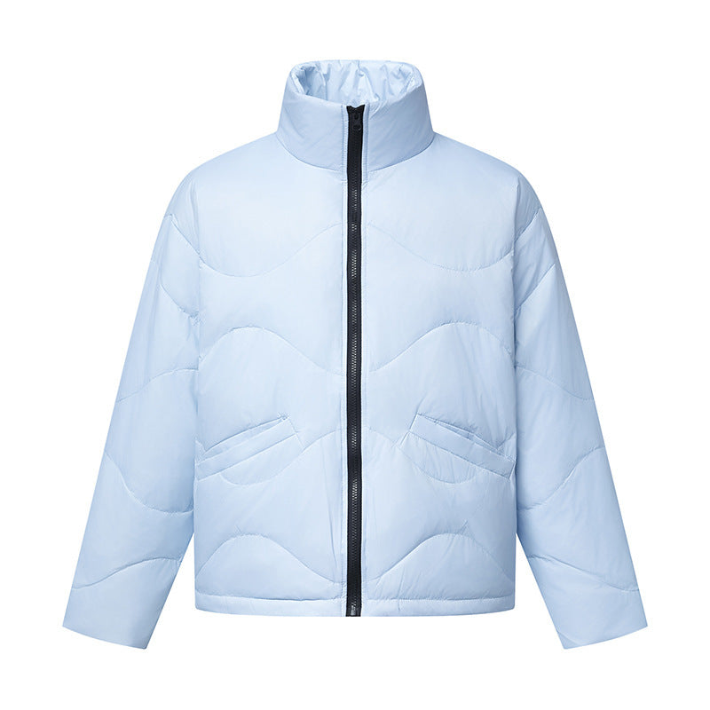 Women's short padded quilted jacket with wave quilting and high stand-up collar Mune Fashion