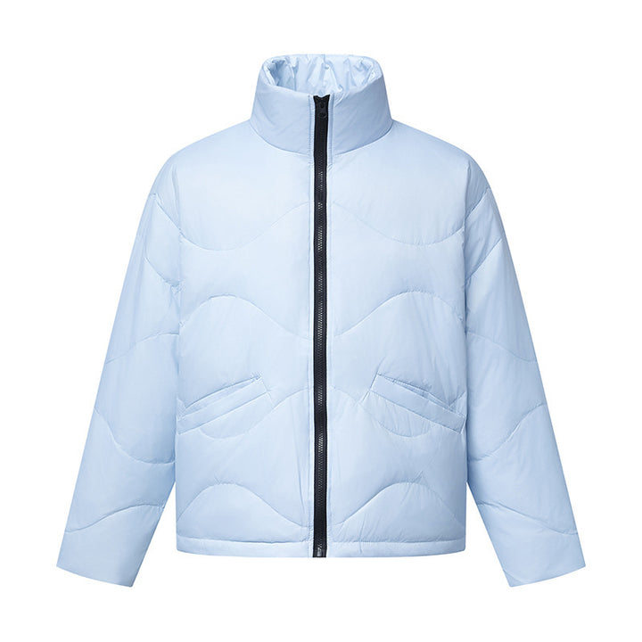 Women's short padded quilted jacket with wave quilting and high stand-up collar Mune Fashion