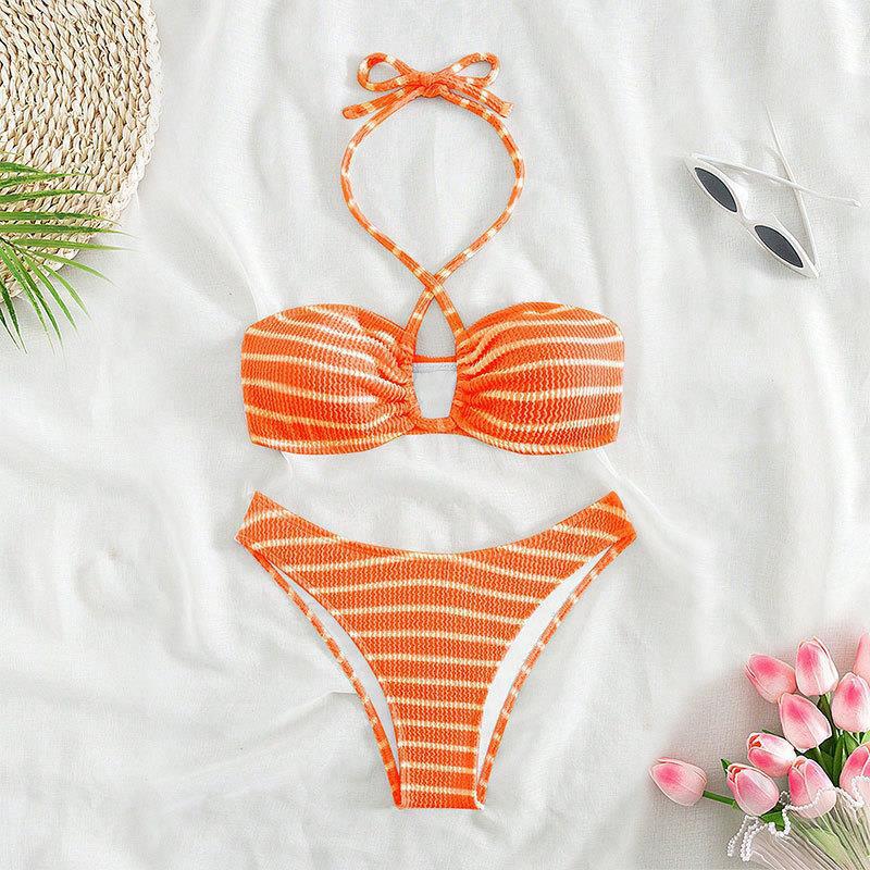 Women's Bandeau Bikini with stylish striped design Mune Fashion