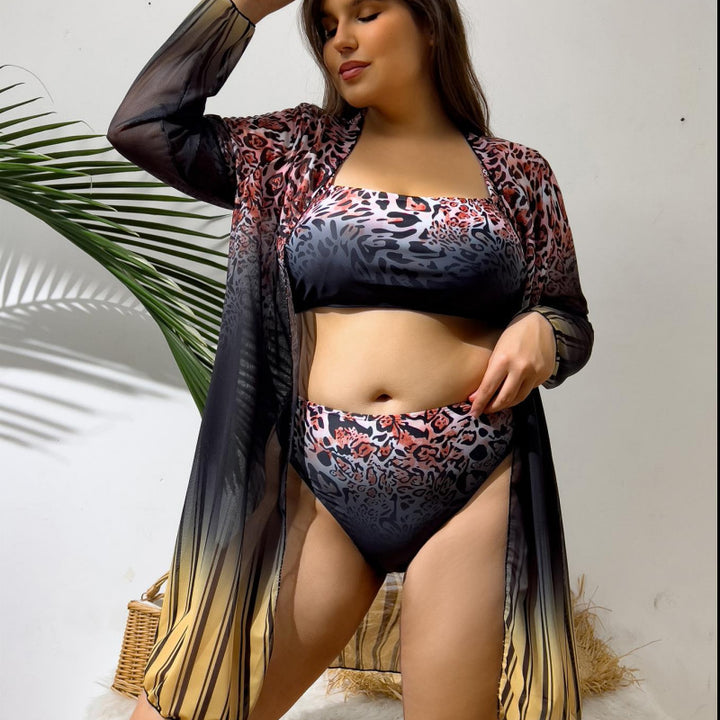 Women's bikini set with elegant wrap skirt and trendy leopard pattern Mune Fashion