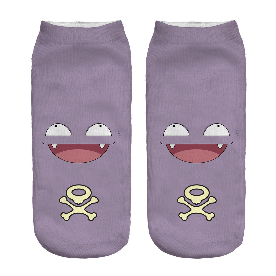Unisex Low Ankle Socks with Cartoon Monster Face and Soft Cotton Blend Mune Fashion