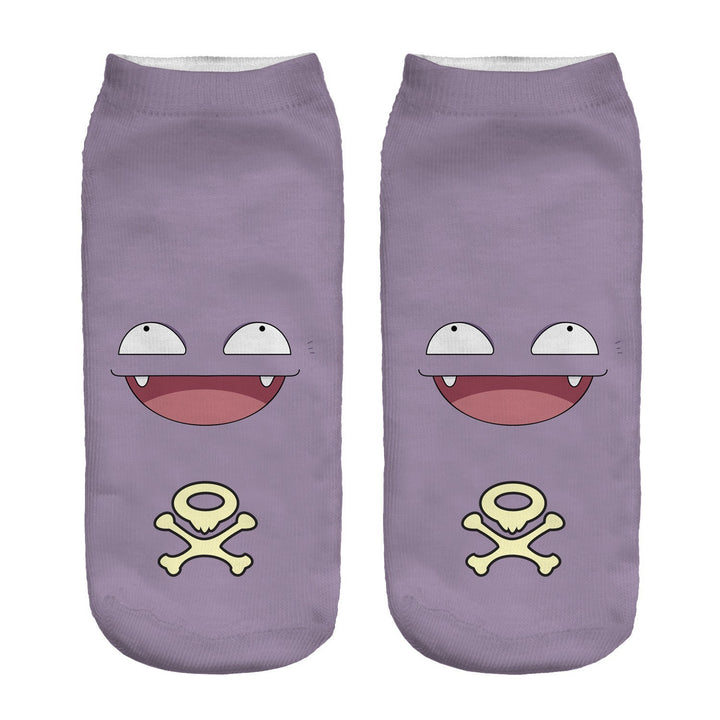 Unisex Low Ankle Socks with Cartoon Monster Face and Soft Cotton Blend Mune Fashion