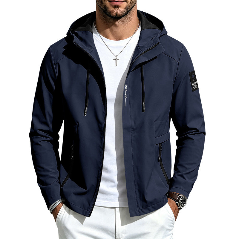 Men's Lightweight Softshell Jacket with Hood Wind and Water Resistant Zipper Pockets Mune Fashion
