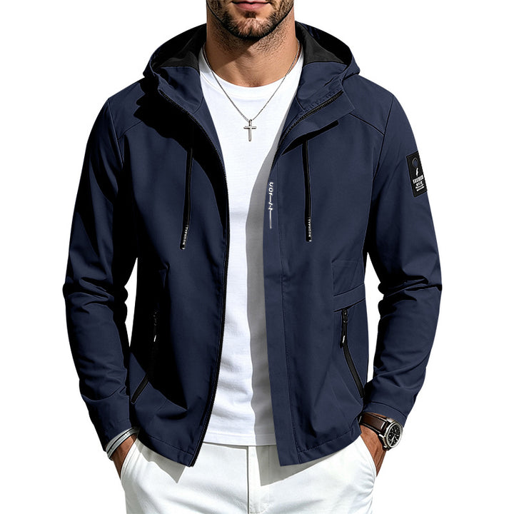 Men's Lightweight Softshell Jacket with Hood Wind and Water Resistant Zipper Pockets Mune Fashion