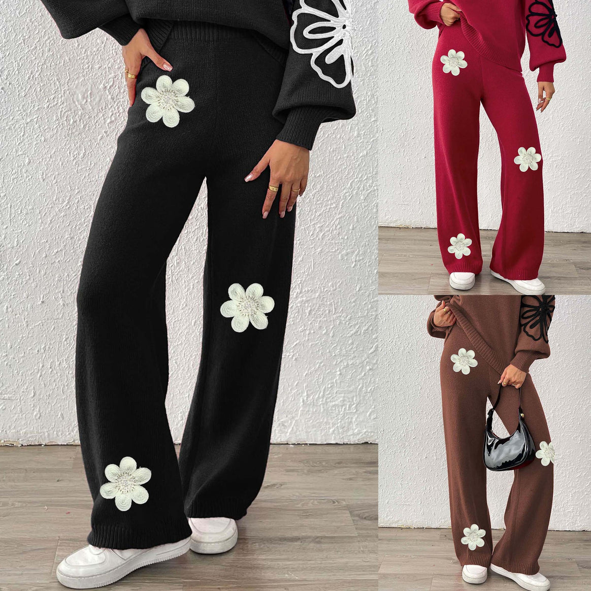 Women Wide Knit Pants Mune Fashion