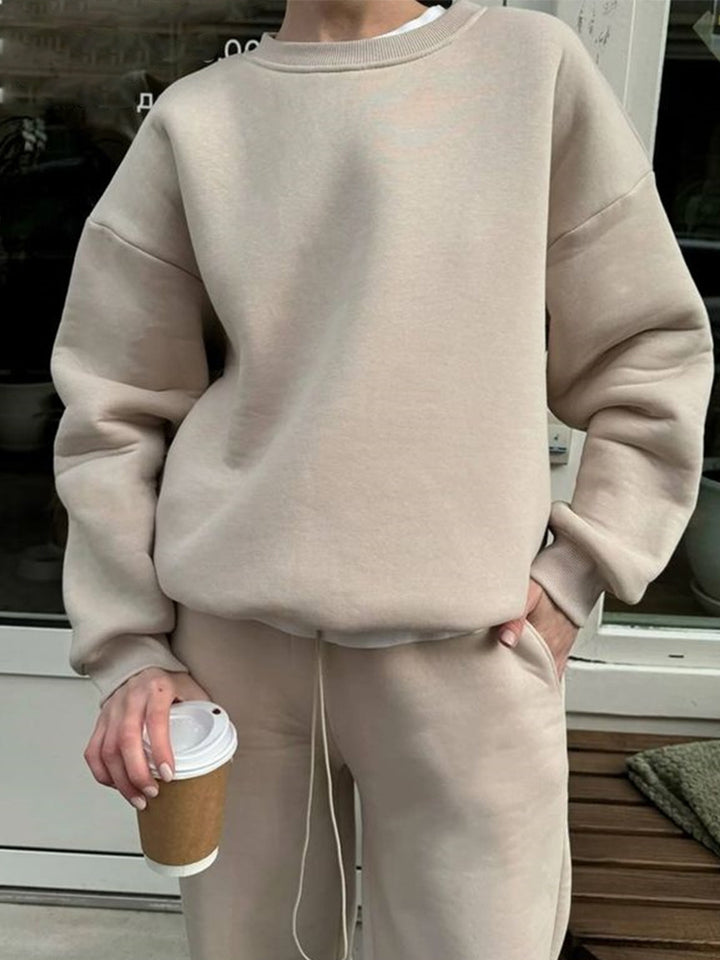 Women's Oversize Sweatshirt and High-Waist Lounge Jogging Pants Set made of brushed cotton blend Mune Fashion