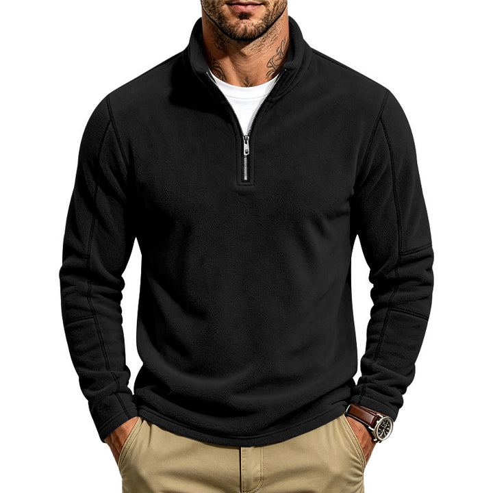 Men's fleece half-zip pullover with stand-up collar and flatlock seams Mune Fashion