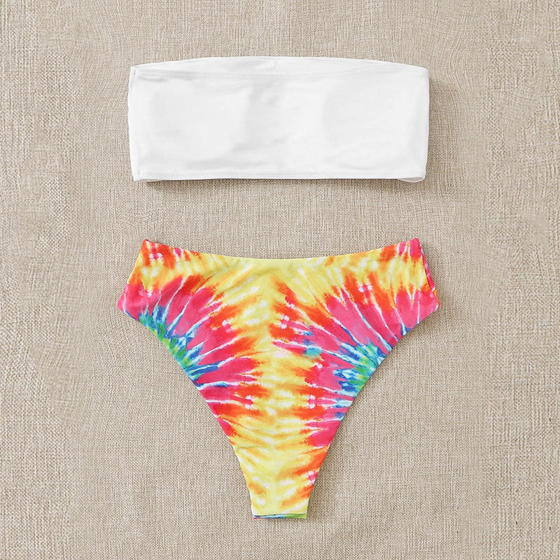 Women's bandeau bikini with colorful tie-dye design Mune Fashion