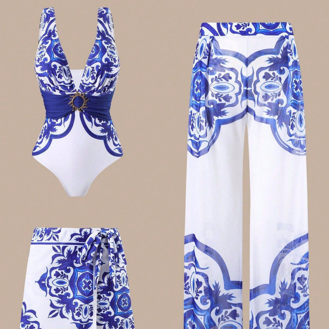Ladies Elegant Swimsuit with Matching Beach Shorts Set Mune Fashion