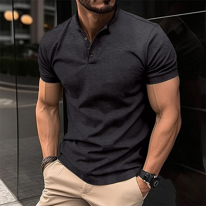 Men's Polo Shirt with Button Placket and Short Sleeves Mune