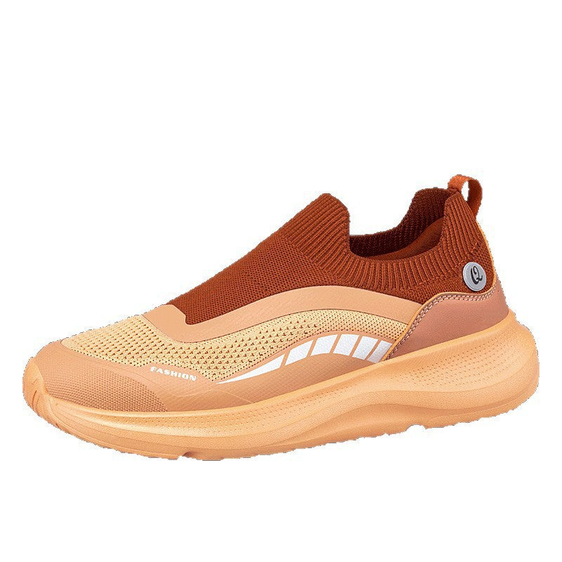 Men's urban slip-on leisure shoe with elastic sock shaft, robust protective overlays, contoured cushioning wedge sole, and gripping outsole Mune Fashion