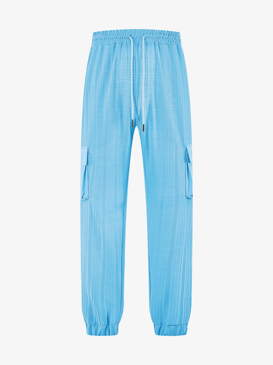 Men's Glencheck Cargo Jogging Pants with Drawstring Waistband and Elastic Ankle Closures Mune Fashion