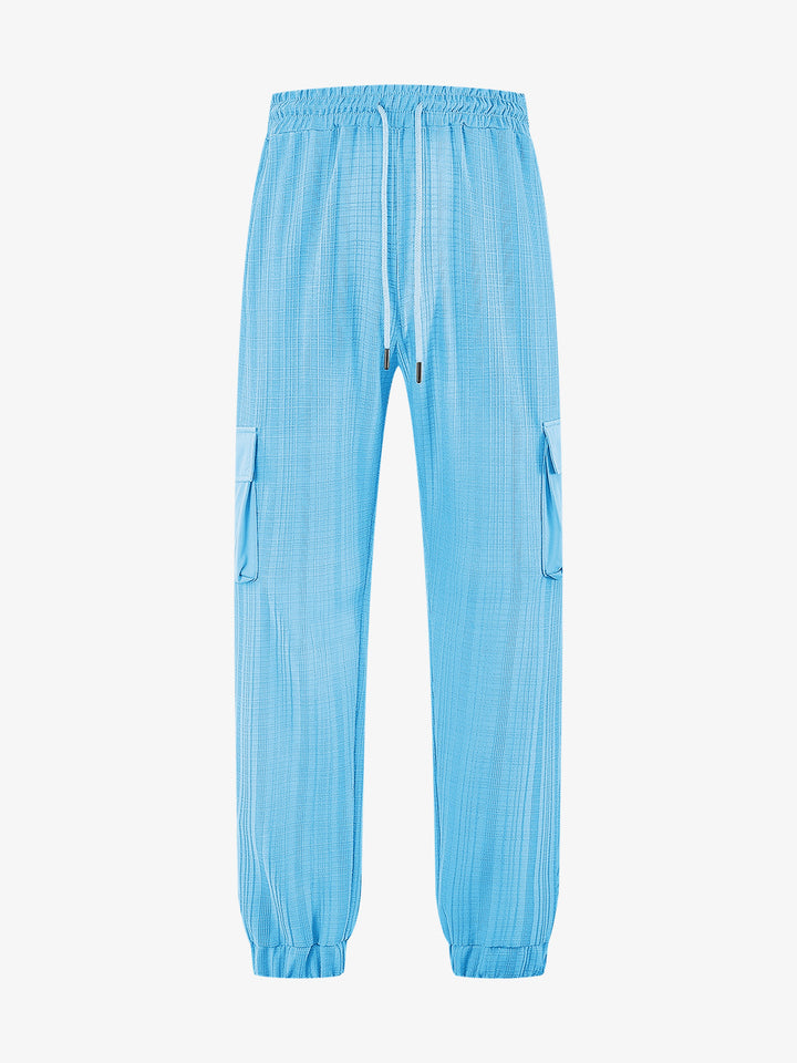 Men's Glencheck Cargo Jogging Pants with Drawstring Waistband and Elastic Ankle Closures Mune Fashion