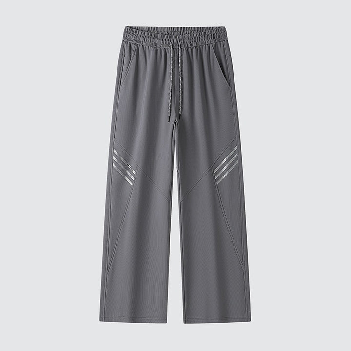 Men's Wide Relaxed Leisure Pants with Drawstring & Distinctive Seams Mune Fashion