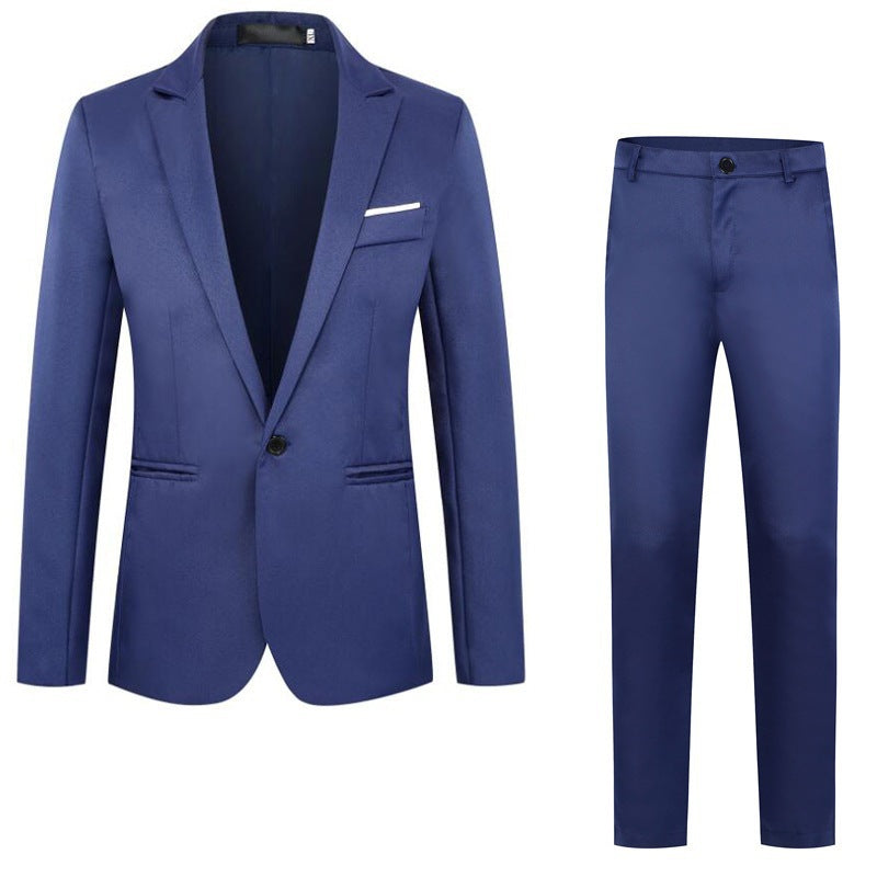 Men's tailored suit set made of fine satin with a slim silhouette and single-button blazer Mune Fashion