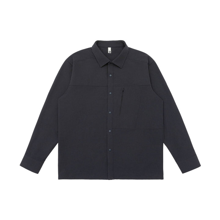 Unisex Oversized Shirt Jacket in Utility Style with concealed snap button placket and diagonal zip pocket Mune Fashion