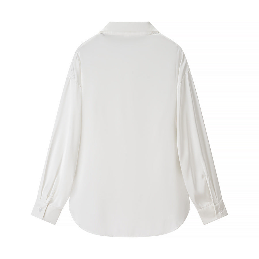 Ladies' elegant three-piece set oversize shirt high waist wide leg trousers and halter crop top Mune Fashion