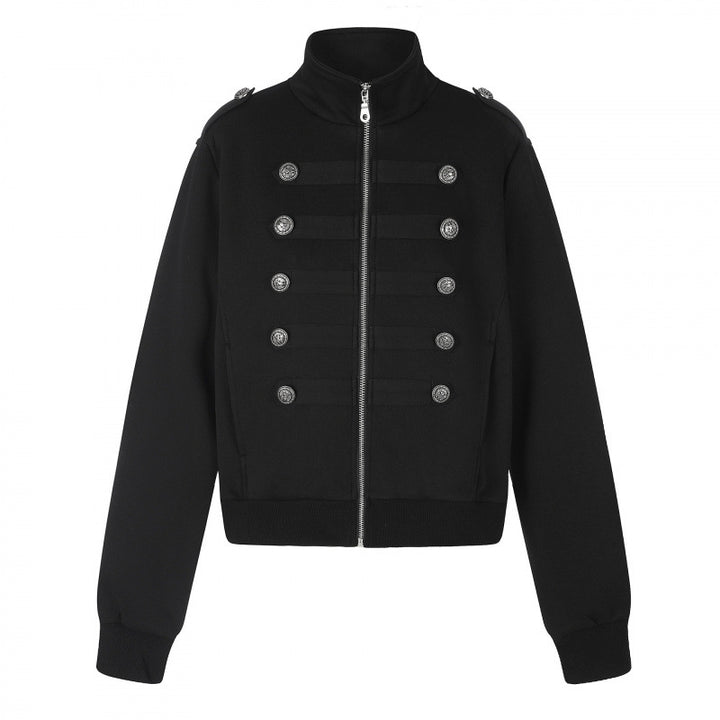 Unisex Sweat Jacket in Military Look with Double Button Placket Mune Fashion