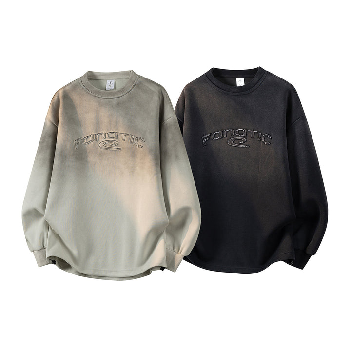 Women's Oversized Sweatshirt with Embroidered Logo, Rounded Hem & Dropped Shoulder Mune Fashion