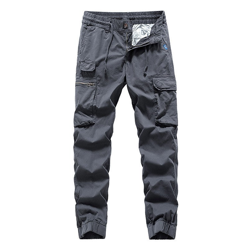 Men's Utility Cargo Jogger made of durable cotton twill with elastic comfort waistband, multiple pockets, and zippered thigh pocket Drune
