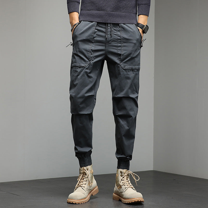 Men's Tapered Cargo Jogger Pants with Drawstring, Elastic Cuffs, and Multifunctional Pockets Mune Fashion
