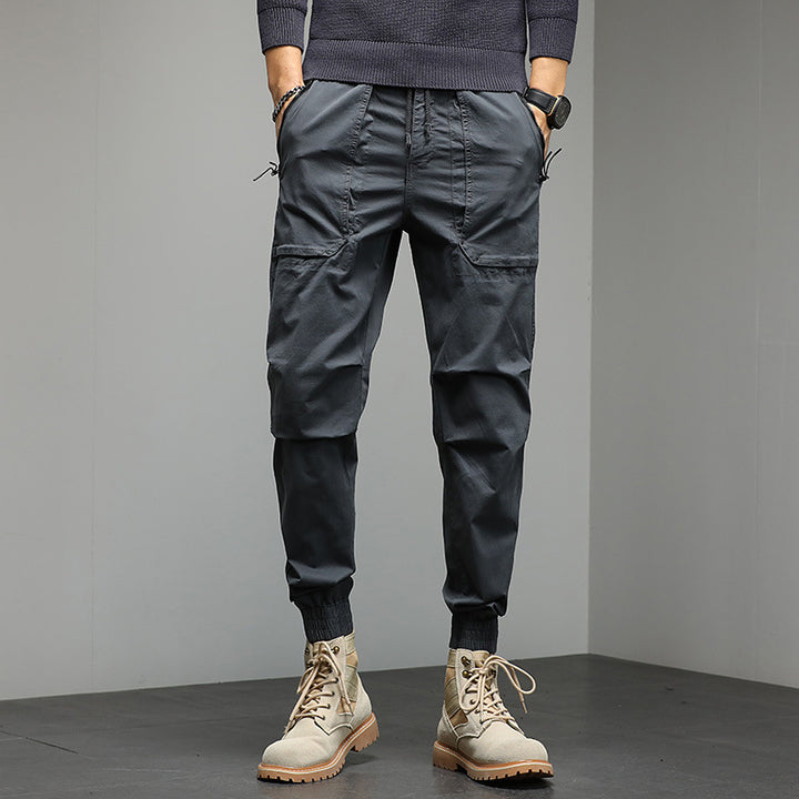 Men's Tapered Cargo Jogger Pants with Drawstring, Elastic Cuffs, and Multifunctional Pockets Mune Fashion