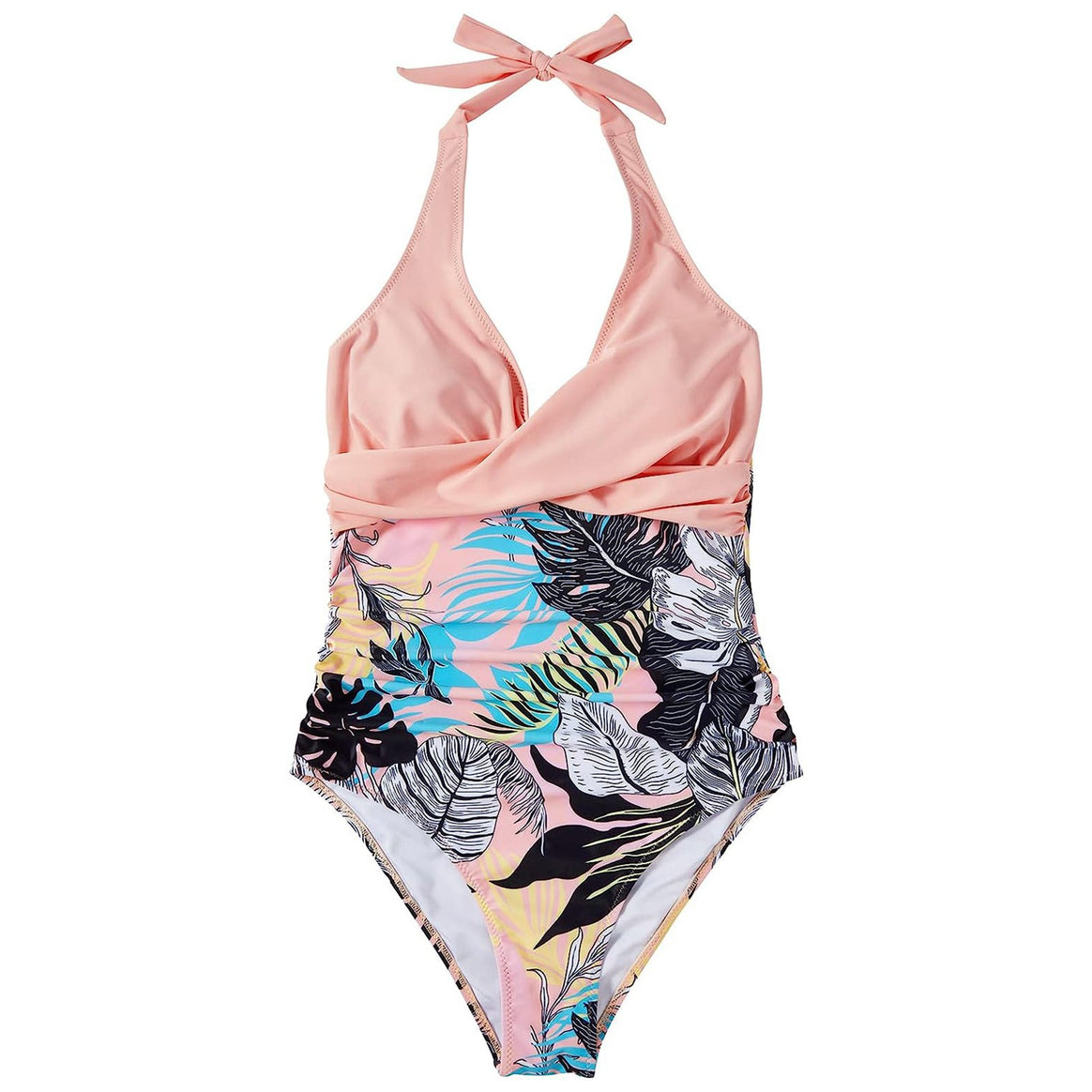Women's one-piece swimsuit with floral wrap design and adjustable straps Mune Fashion