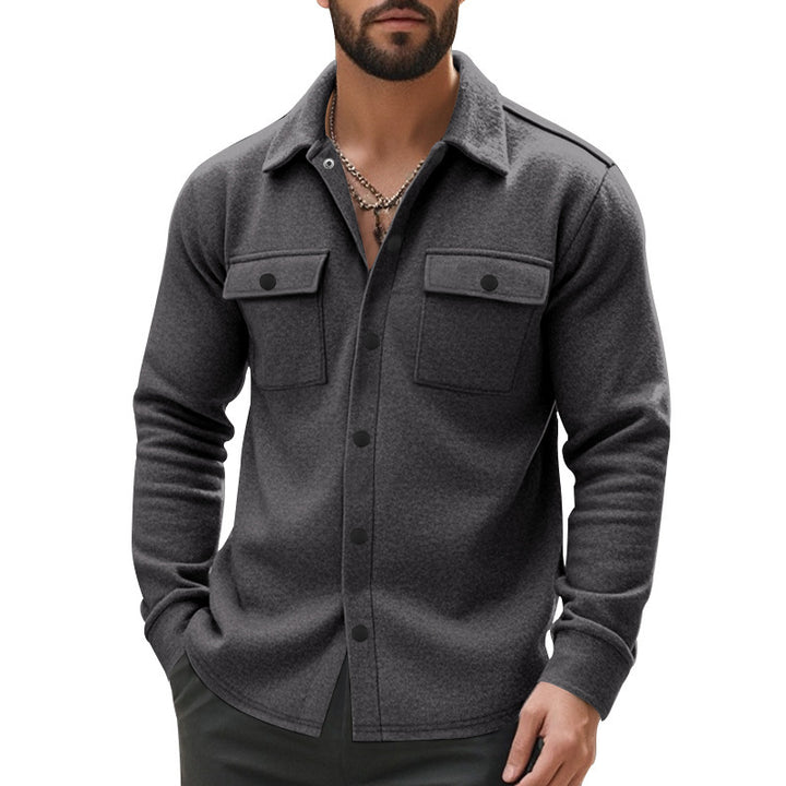 Men's unlined shirt jacket with fleece lining, patch chest pockets and snap button placket Mune Fashion