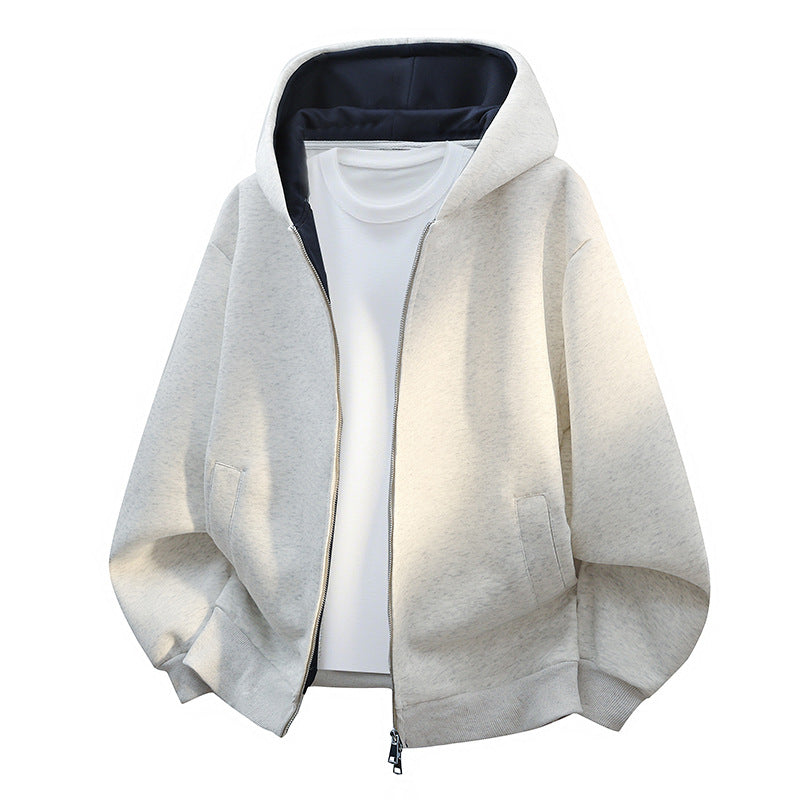 Men's Oversize Zip Hoodie with Contrast Lined Hood and Kangaroo Pockets Mune Fashion