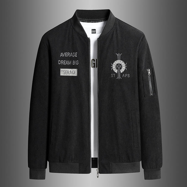 Men's Fashionable Bomber Jacket with Embroidery Mune Fashion