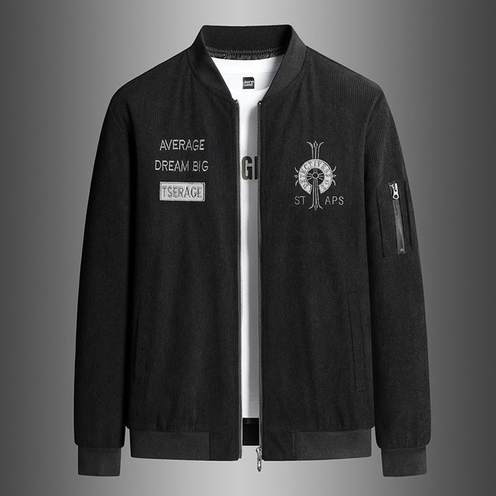 Men's Fashionable Bomber Jacket with Embroidery Mune Fashion