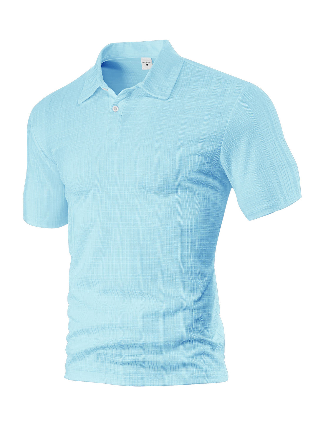 Men's light structured short sleeve polo with shirt collar and single button placket Mune Fashion