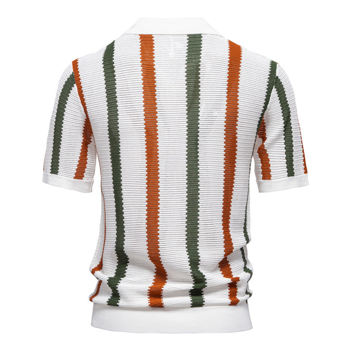 Men's short-sleeved knitted polo with collar and textured knit fabric Mune Fashion