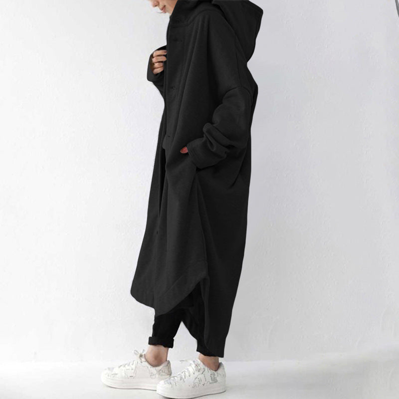Women's oversized hooded cocoon coat with asymmetrical hem and large side pockets Mune Fashion