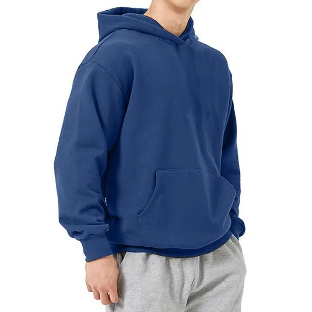 Men's heavy hooded sweatshirt in boxy cut with kangaroo pocket, ribbed hem, and soft brushed interior Mune Fashion