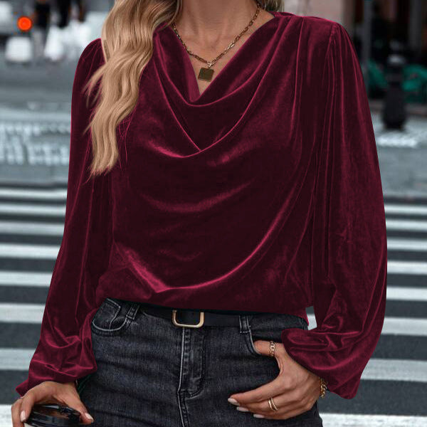 Ladies Elegant Viscose Blouse with Waterfall Neckline Mune