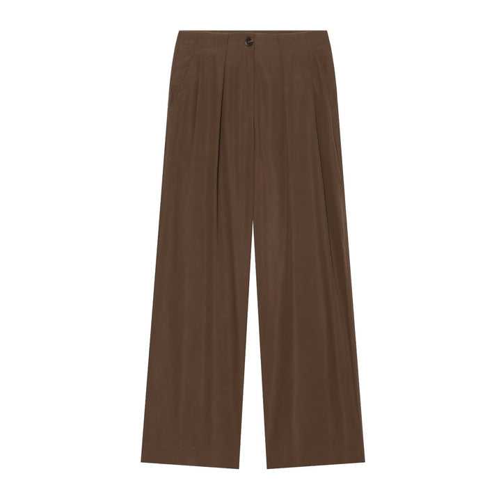 Women High-waisted Palazzo Pants with Pleats and Side Pockets Mune Fashion