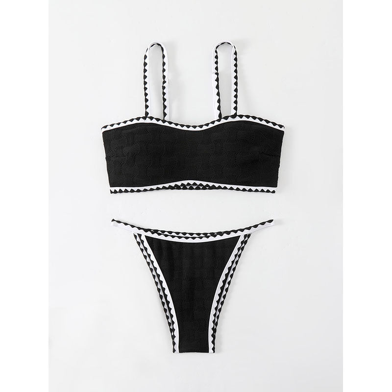 Women's Bandeau Bikini Set with Structure and Contrast Trimmings Mune Fashion