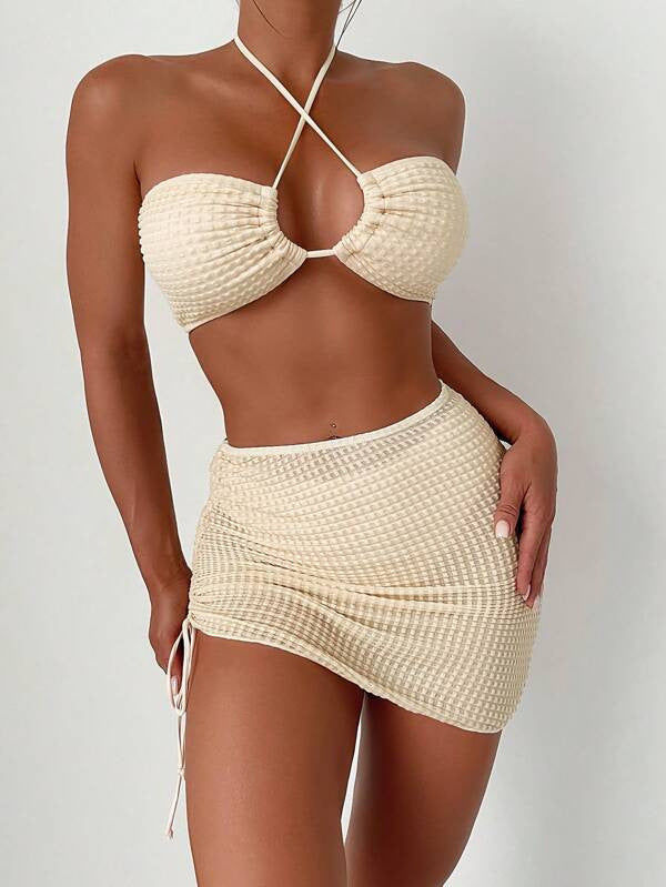Women's bandeau bikini with sexy wrap skirt Mune Fashion