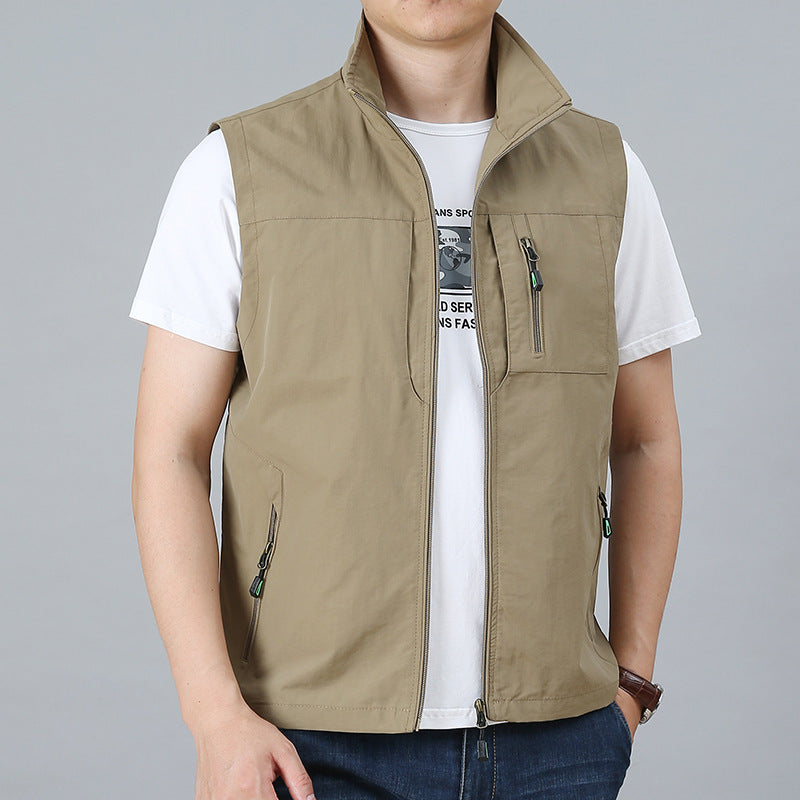 Men's technical zip vest with high collar, water-repellent nylon, and security zipper pockets Mune Fashion