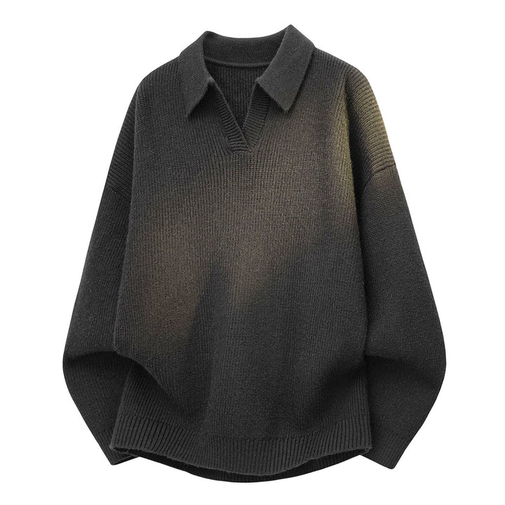 Men's Classic Chunky Knit Sweater with Polo Collar Mune Fashion