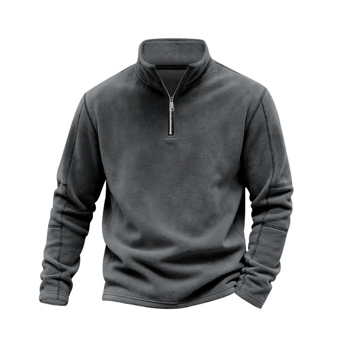 Men's lightweight fleece pullover with half zipper and stand-up collar Mune Fashion