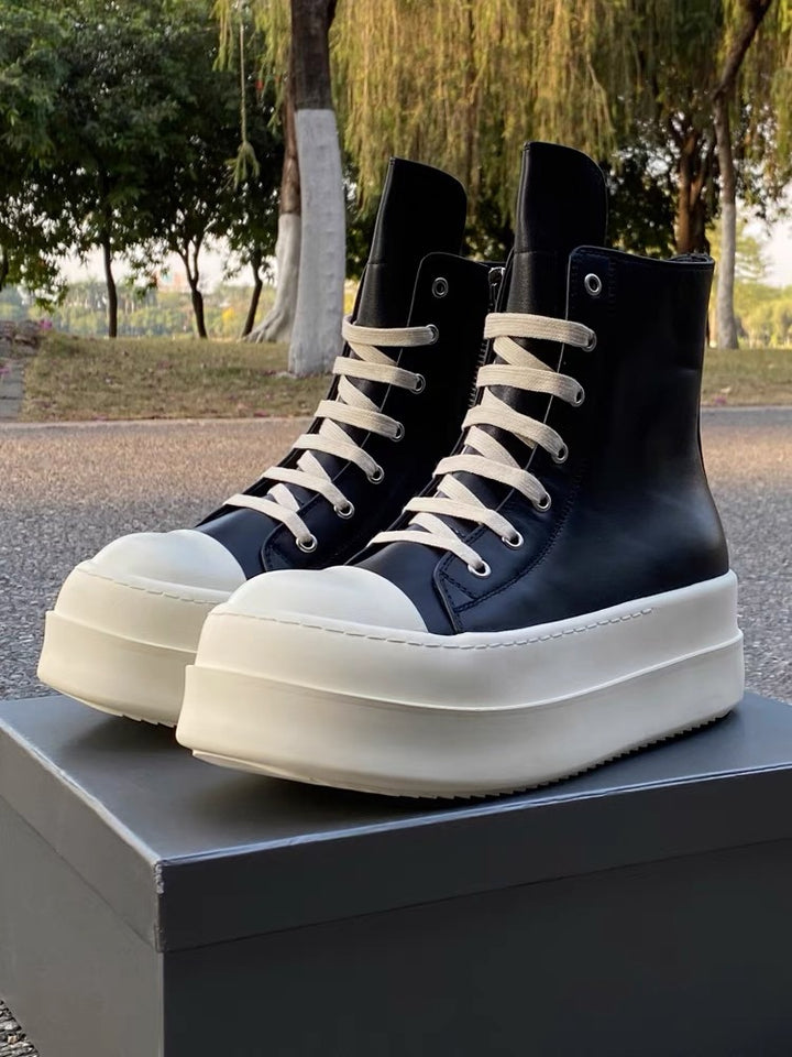 Women’s platform boots with elevated rubber platform, high shaft and reinforced toe cap Mune Fashion
